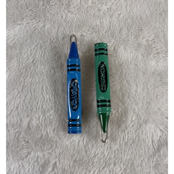 Vintage Hair Barrettes Crayons Set Of 6 Red Purple Green Blue Clips 1 5/8” Long - Picture 4 of 6